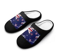 Vintage New Zea-lands Flag Men's Soft Cotton Slippers with Memory Foam Anti-skid House Shoes for Travel Indoor Outdoor