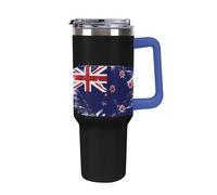 Vintage New Zea-Lands Flag Travel Mug with Handle & Straw 40oz Stainless Steel Water Bottle Double Wall Tumbler