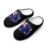 Vintage New Zea-lands Flag Women's Cotton Slippers Winter Indoor Outdoor House Shoes Gift for Travel Bedroom Hotel 11-12(42-43)