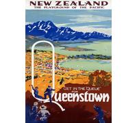 Vintage New Zealand Queenstown Travel Poster Wall Art A3 & A4 Re-Print