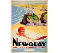 Vintage Newquay Cornwall Travel Advertising Poster Wall Art Print A4 & A3 (A4)
