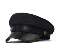 Vintage Newsboy Cap for Men & Women, Classic Chauffeur Hat with Brim, Retro Beret Style Peaked Cap for Costume & Daily Wear (Schwarz,Einheitsgröße)