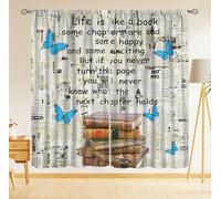 Vintage Newspaper Blackout Curtain,Inspirational Quotes Book Butterfly Modern Abstract Window Curtains Dining Room Living Room Kitchen Cafe Bedroom Office Drapes,42x54 in
