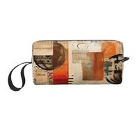 Vintage Newspaper Makeup Bag Water Resistant Travel Toiletry Organizer for Women Men Retro Magazine Cosmetic Storage Pouch with Zipper Portable Small Tool Bag