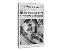 Vintage Newspaper Poster, Girl Dorm Room Art, Girls Having Fun Print, Black And White Print, Trendy Wall Art, Girl Dorm Decor Frame-style 24x36inch(60x90cm)