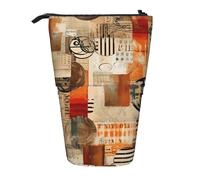 Vintage Newspaper Standing Pencil Case Retro Magazine Pen Pouch Holder Telescopic Pencil Bag Pop Up Cosmetics Bag Stationery Organizer for School Office Travel