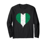 Vintage Nigeria Flag for Nigerian Pride or Proud Expat Roots Long Sleeve T-Shirt