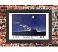 Vintage Night Train Scotland LNER LMS Railway Travel Advertisement Poster Wall Art A3 & A4 Print Re-Print