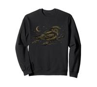 Vintage Nightjar Bird Scientific Illustration Moon Stars Art Sweatshirt