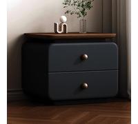 Vintage Nightstand Modern Bedside Table with 2 Drawers Floor Storage Cabinet Retro Wooden Shelves Stylish Bedroom & Living Room Furniture Black 45cm/17.7in