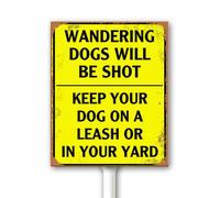 Vintage No Dogs Allowed Sign Wandering Dogs Will Be Shot Keep Your Dog On Leash No Dog Poop Signs for Yard 18x22 CM Aluminum Plaque With Stake for Street Garden Lawn Neighborhoods Rust Free