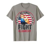 Vintage No Kings Fight Oligarchy Woman's Girl America Flag T-Shirt
