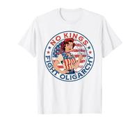 Vintage No Kings Fight Oligarchy Woman's Girl America Flag T-Shirt