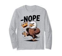 Vintage No Kings In America Funny Eagle Kicking Crown Long Sleeve T-Shirt