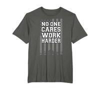 Vintage No One Cares Work Harder USA Flag Workout Gym Gifts T-Shirt