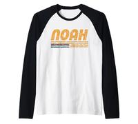 Vintage Noah First Name Retro Groovy Personal Noah Men Dad Raglan Baseball Tee
