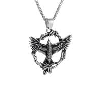 Vintage Nordic Raven Rune Necklace Flying Eagle Pendant for Men Punk Celtic Eagle Amulet Jewelry Gift