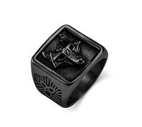Vintage Nordic Viking Wolf Head Titanium Steel Ring Triangle Eternal Knot Cultural Symbol Handmade Jewelry