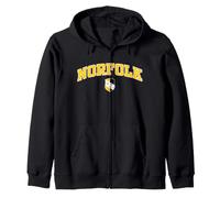 Vintage Norfolk County Yellow Black Varsity Style Design Zip Hoodie