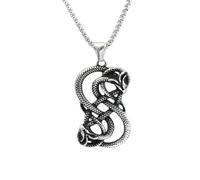 Vintage Norse Loki Double Dragon Gothic Ouroboros Pendant Necklace Stainless Steel Viking Amulet Male Jewlery Gifts