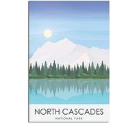 Vintage North Cascades National Park Travel Poster Retro Wall Art Canvas Poster Art Print Home Decor Room Decor Unframed 60x90cm