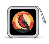 Vintage Northern Cardinal Bird CD Case Holder Portable 40 Capacity DVD Wallet Storage Organizer for Car Travel