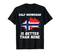 Vintage Norway Flag Half Norwegian is Better Than None T-Shirt, Men, Black, Small