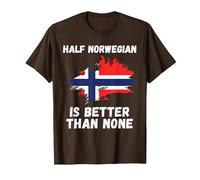 Vintage Norway Flag Half Norwegian is Better Than None T-Shirt, Men, Brown, X-Large