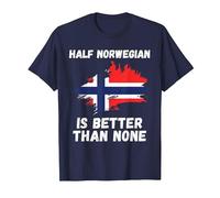 Vintage Norway Flag Half Norwegian is Better Than None T-Shirt, Men, Navy Blue, 3X-Large