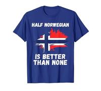 Vintage Norway Flag Half Norwegian is Better Than None T-Shirt, Men, Royal Blue, Small