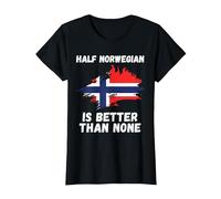 Vintage Norway Flag Half Norwegian is Better Than None T-Shirt, Women, Black, Medium