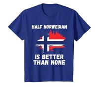 Vintage Norway Flag Half Norwegian is Better Than None T-Shirt, Youth, Royal Blue, 3T