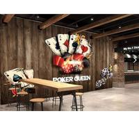 Vintage Nostalgia Art Wood Grain Playing Cards 3D Wallpaper Premium Textured Silk Study Dining Living Room Bedroom Sofa TV Wall Easy Install-430cm×300cm