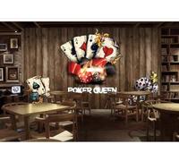 Vintage Nostalgia Art Wood Grain Poker 3D Wallpaper Silky Texture Home Study Office Grey Dining Room Sofa Bedroom Living Room TV Backdrop-400cm×280cm