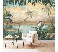 Vintage Nostalgia Hand Painted Fresh Plant Coconut Tree 3D Wallpaper Easy Install Feature Office Living Room Sofa Bedroom TV Background Wall Decoration-300cm×210cm