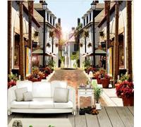 Vintage Nostalgia Town Architecture Streets Streetscapes 3D Wallpaper Premium Textured Silk Study Dining Living Room Bedroom Sofa TV Wall Easy Install-150cm×105cm
