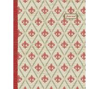 Vintage Notebook Fleur de Lys Red 120 pages Interior Ruled Design 7.5 x 9.25: Journal, Paperback