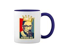 Vintage Notorious RBG Ruth Bader Ginsburg Court White Coffee Mug with Blue Rim & Handle