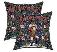 Vintage Nutcracker Holiday Magic Quote Throw Pillow Covers 12x12 Set of 2