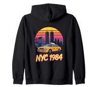 Vintage NYC 1984 Yellow Cab Twin Towers Sunset Zip Hoodie
