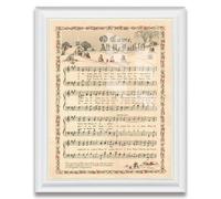 Vintage O Come All Ye Faithful Christmas Carol Canvas Wall Art Rustic Sheet Music Poster for Living Room Nursery or Office 8x10in White Frame
