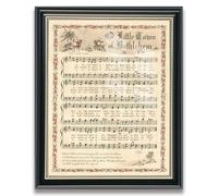 Vintage O Little Town of Bethlehem Christmas Carol Canvas Wall Art Rustic Sheet Music Poster for Living Room Nursery or Office 12x16in Black Frame