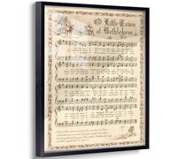 Vintage O Little Town of Bethlehem Christmas Carol Canvas Wall Art Rustic Sheet Music Poster for Living Room Nursery or Office 11x14in Black Aluminum Frame