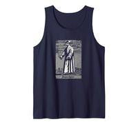 Vintage Occult Plague Doctor Medieval Tarot Esoteric Death Tank Top, Men, Navy Blue, Medium