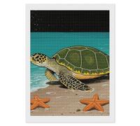 Vintage Ocean Turtle Starfish Diamond Art Kits for Adults 12"x16" DIY Diamond Painting Kit for Beginners Gem Art Painting with Round Full Drill Diamonds DIY Paint Paintings for Home Wall Decor Gift