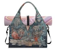 Vintage Oceans Anchor Theme Sports Duffle Bag with Shoe Compartment Weekend Overnight Bags Tote Cabin Luggage Bag for Gym Yoga Travel