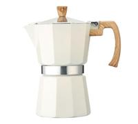Vintage Octagonal Aluminum Moka Pot, Wood Pattern Handle Coffee Percolator, 150ml/300ml Espresso Maker Pot(150ml,white)