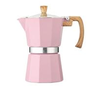 Vintage Octagonal Aluminum Moka Pot, Wood Pattern Handle Coffee Percolator, 150ml/300ml Espresso Maker Pot(300ml,pink)