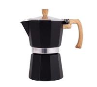 Vintage Octagonal Aluminum Moka Pot, Wood Pattern Handle Coffee Percolator, 150ml/300ml Espresso Maker Pot(150ml,black)