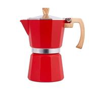 Vintage Octagonal Aluminum Moka Pot, Wood Pattern Handle Coffee Percolator, 150ml/300ml Espresso Maker Pot(300ml,red)